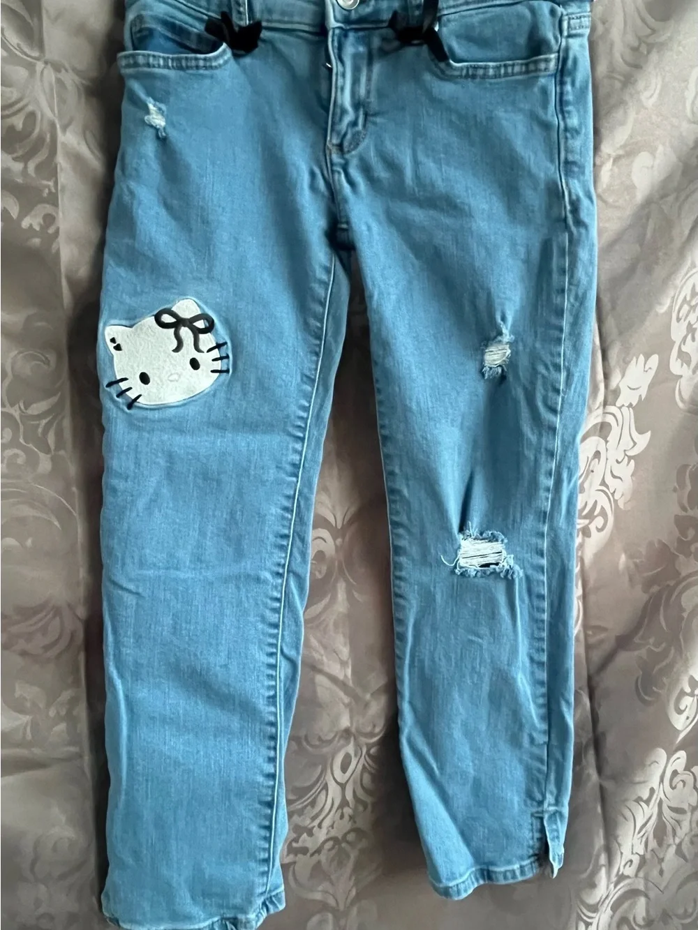 The Children's Place Light Blue Jeans with Hello Kitty Patch